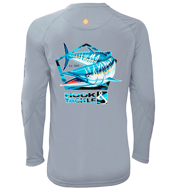 UV|UPF Sun Protection T-Shirt - Men's Wahoo Pentagon L/S UV Fishing Sh Hook & Tackle